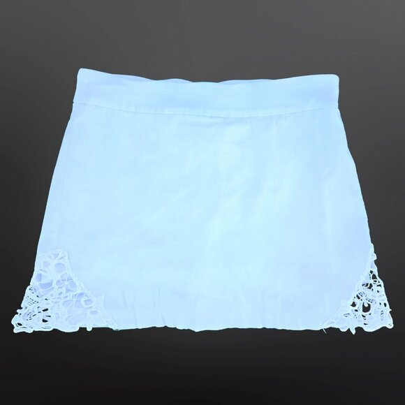 Y2K White Mini Skirt Skort Lace Trim Womens Size M Mid Rise Stretch Coquette - Picture 1 of 6